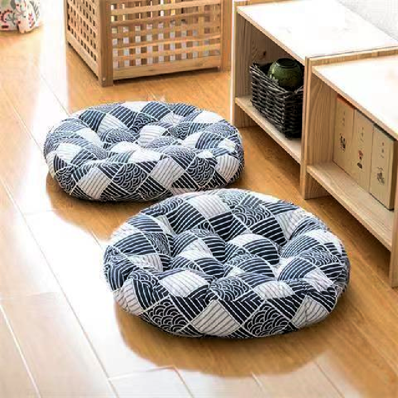 Coussin Japonais Rond ’Motif Seigaiha’