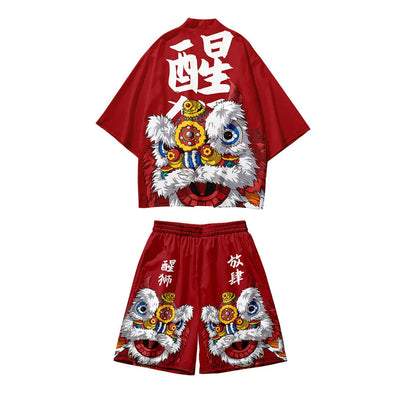Ensemble de Kimono ’Gold Wave’ - Rouge / S