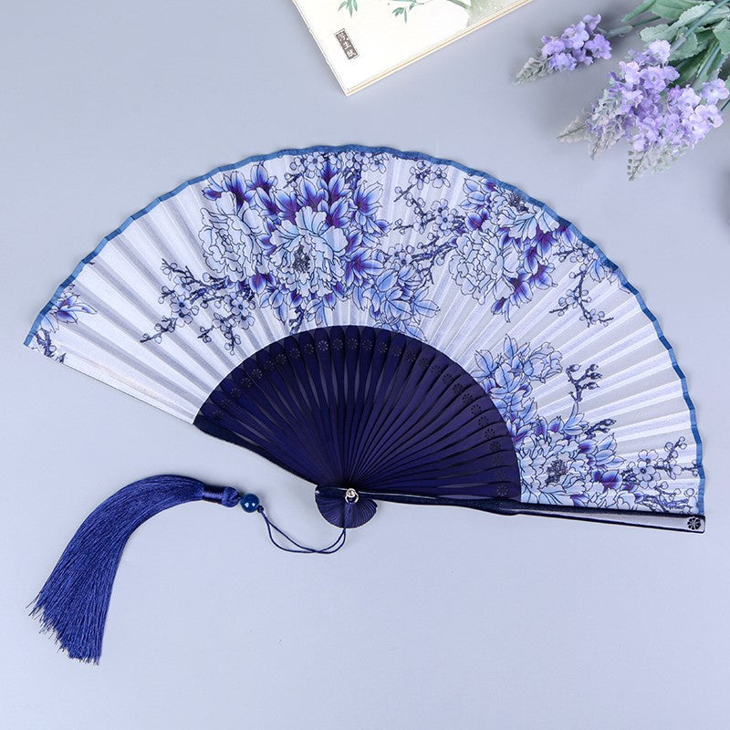 Eventail japonais violet bleu
