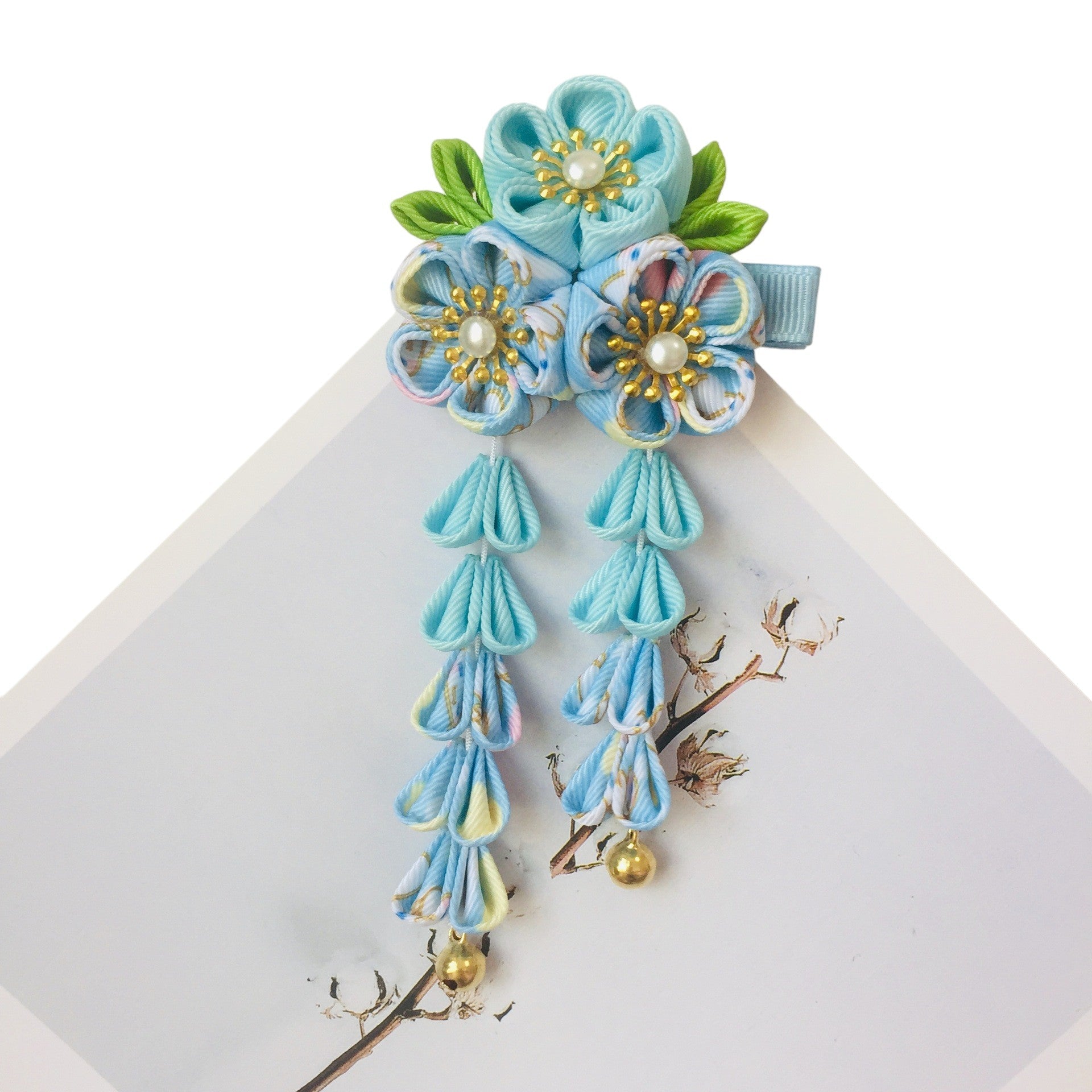 Fleur kanzashi - Bleu