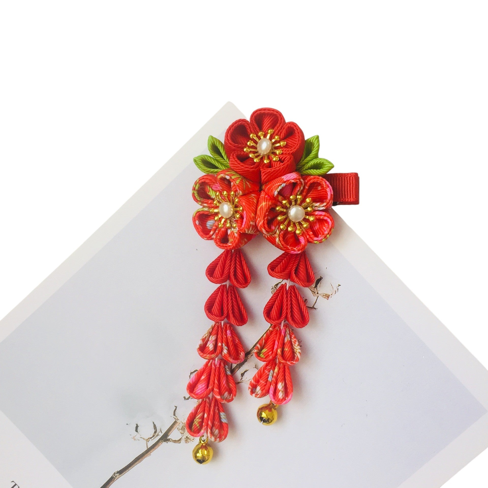 Fleur kanzashi - Rouge