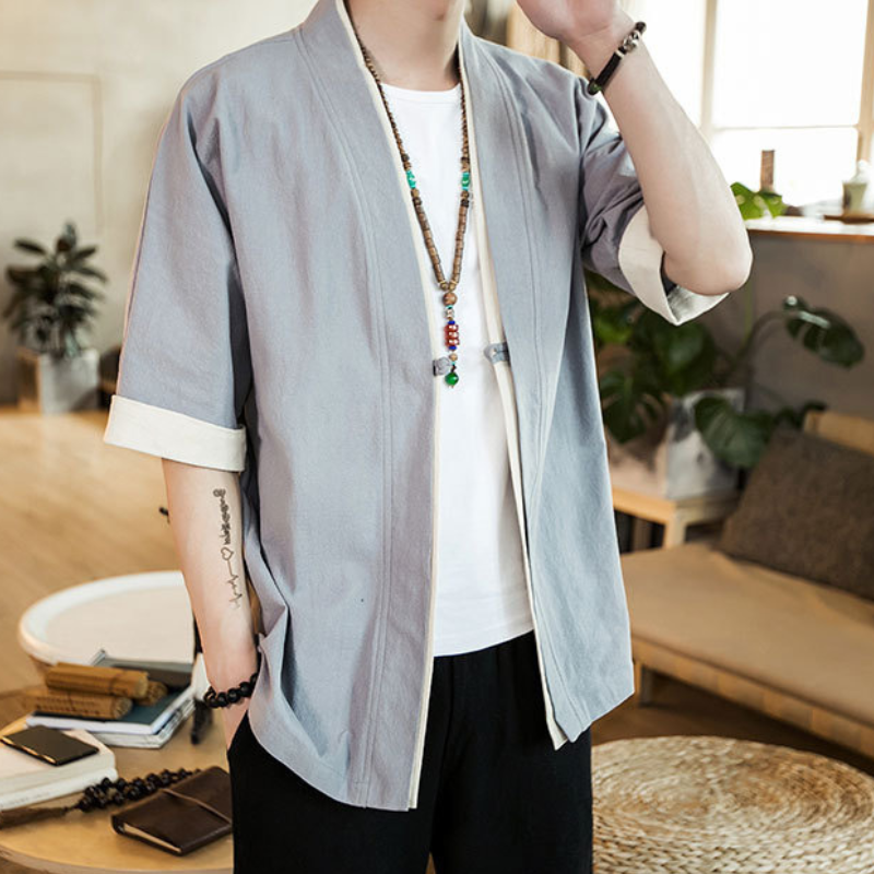 Haori Kimono Gris Homme