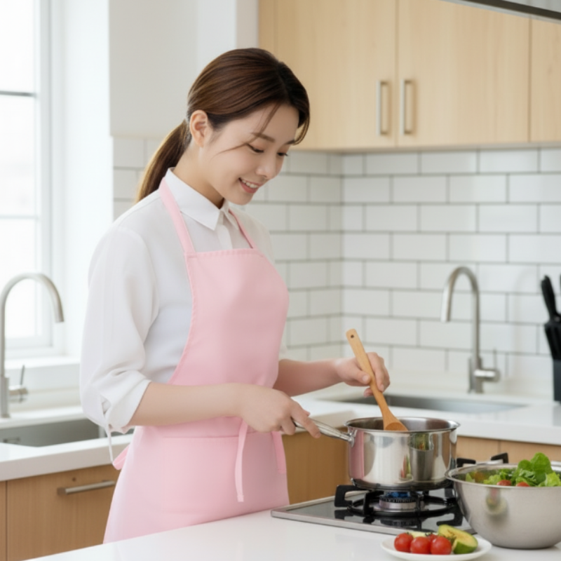 Tablier japonais rose poudre