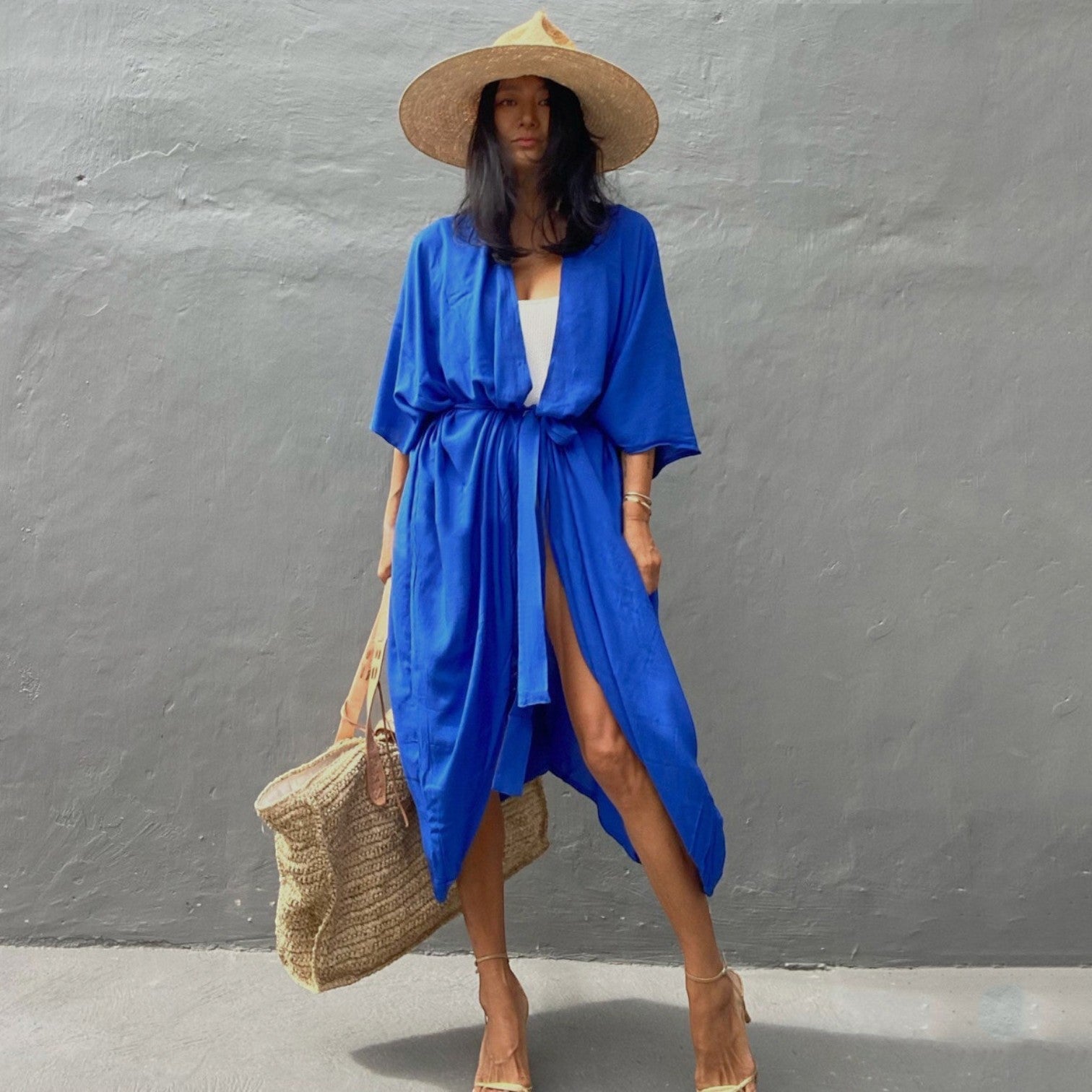 kimono de plage bohème - Bleu / Taille unique