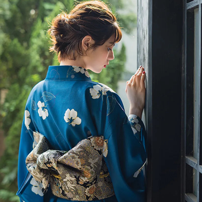 Kimono Japonais Femme Bleu Marine