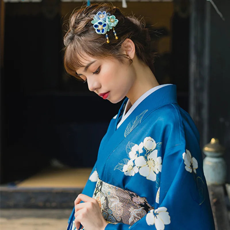 Kimono Japonais Femme Bleu Marine