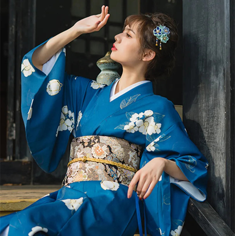 Kimono Japonais Femme Bleu Marine