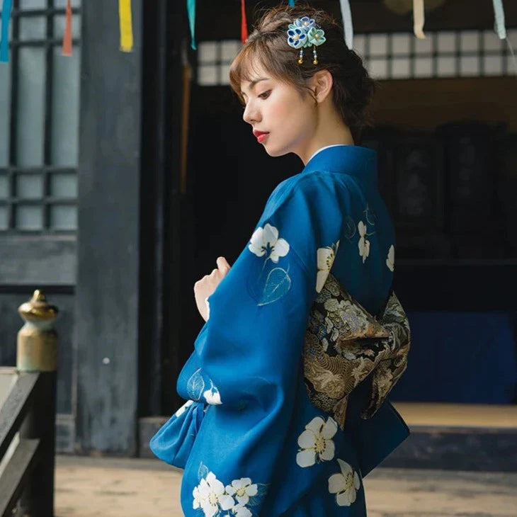 Kimono Japonais Femme Bleu Marine