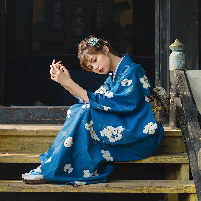 Kimono Japonais Femme Bleu Marine