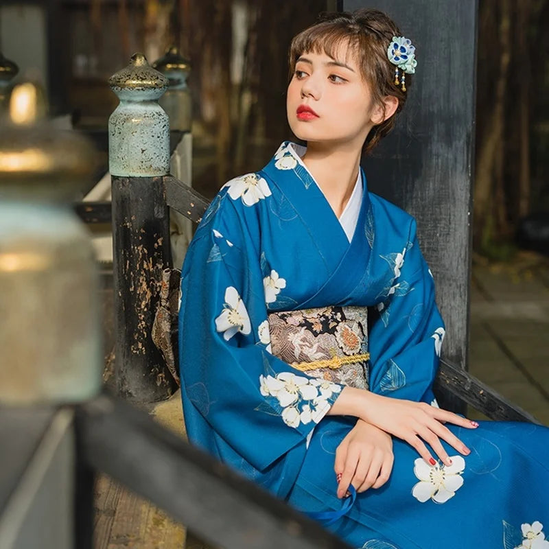 Kimono Japonais Femme Bleu Marine