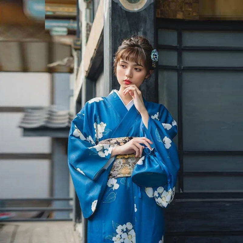 Kimono Japonais Femme Bleu Marine - S