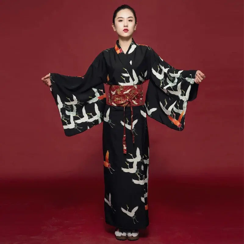 Kimono Japonais Noir Femme - S