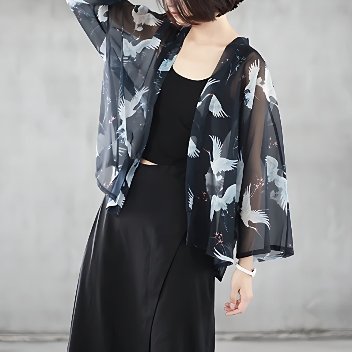 Kimono Noir Transparent Femme - Taille unique