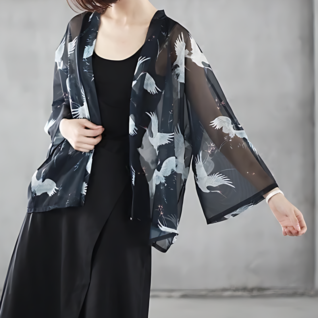 Kimono Noir Transparent Femme - Taille unique