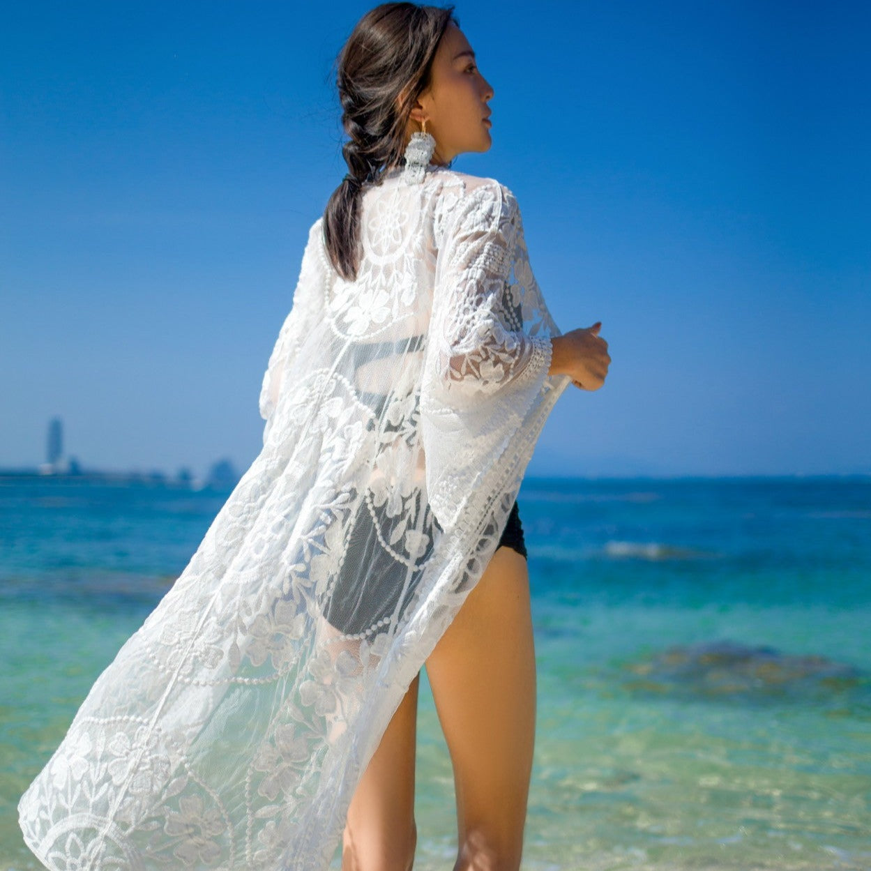 kimono plage blanc - Taille unique