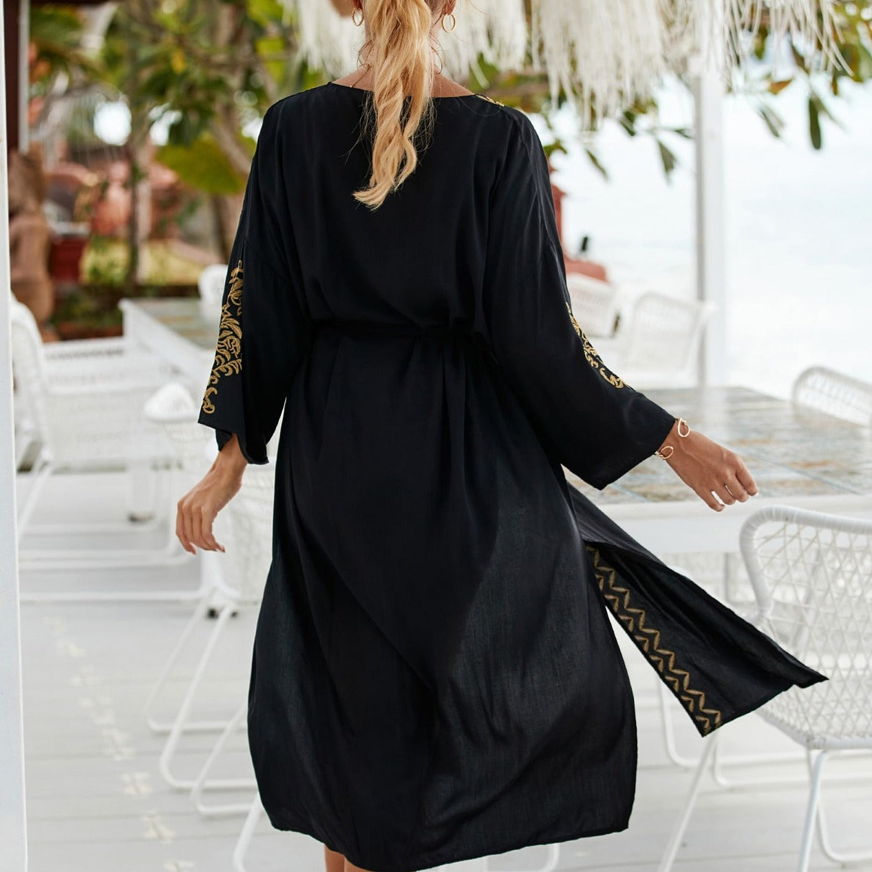 kimono plage noir - Taille unique