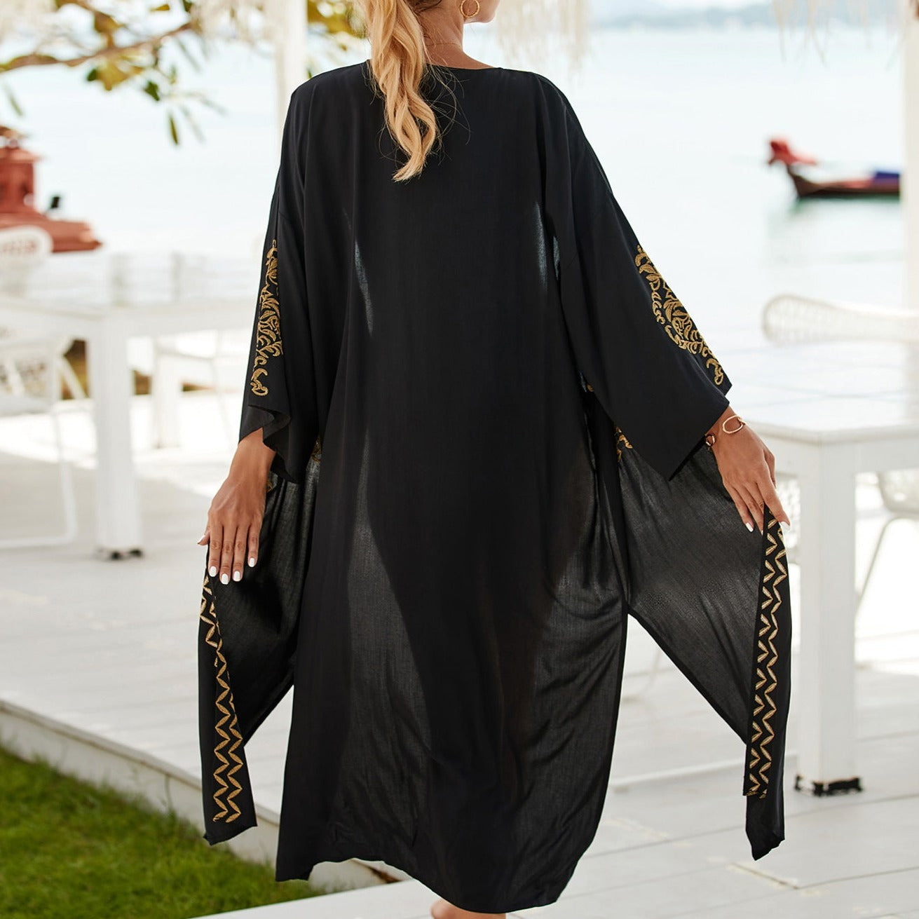 kimono plage noir - Taille unique