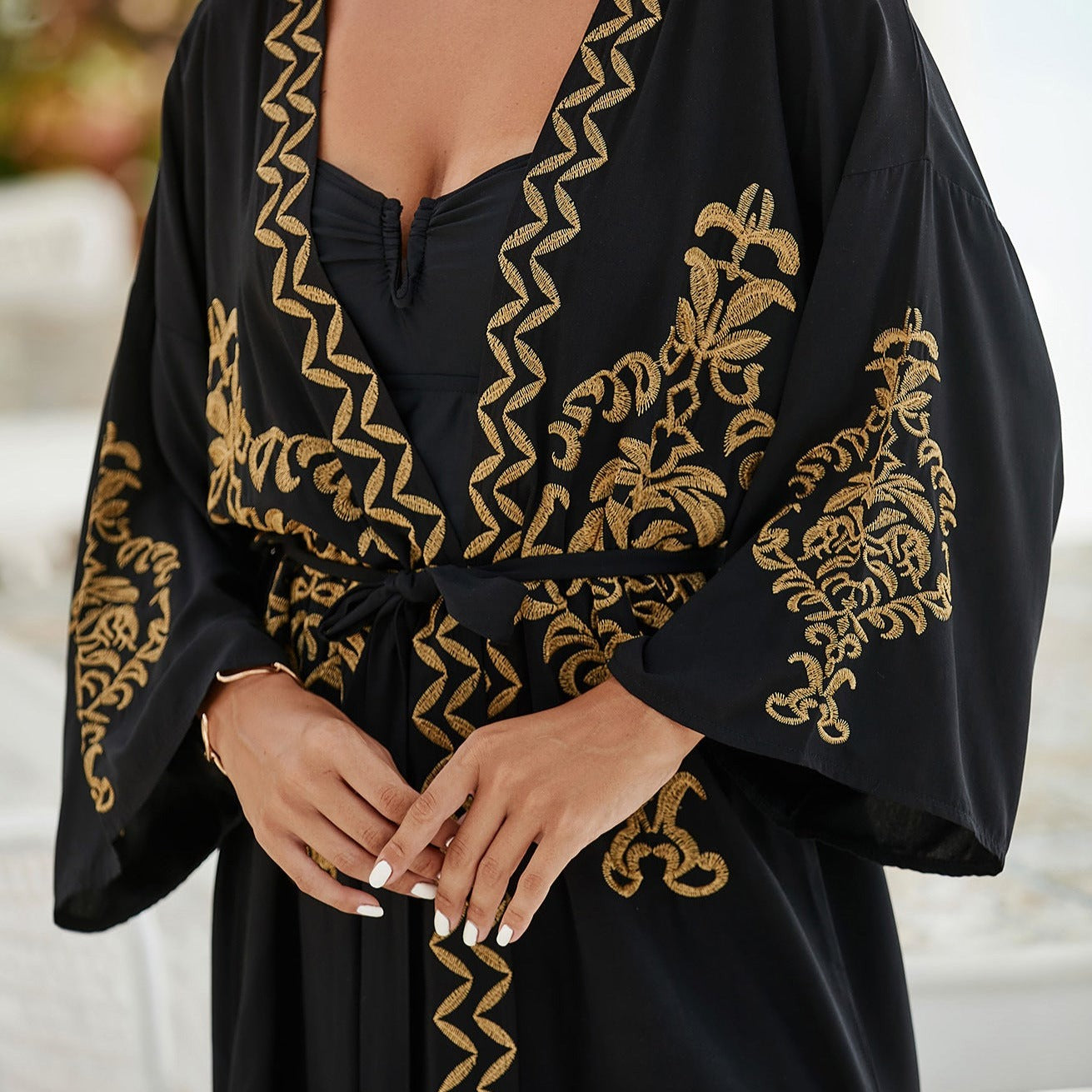 kimono plage noir - Taille unique