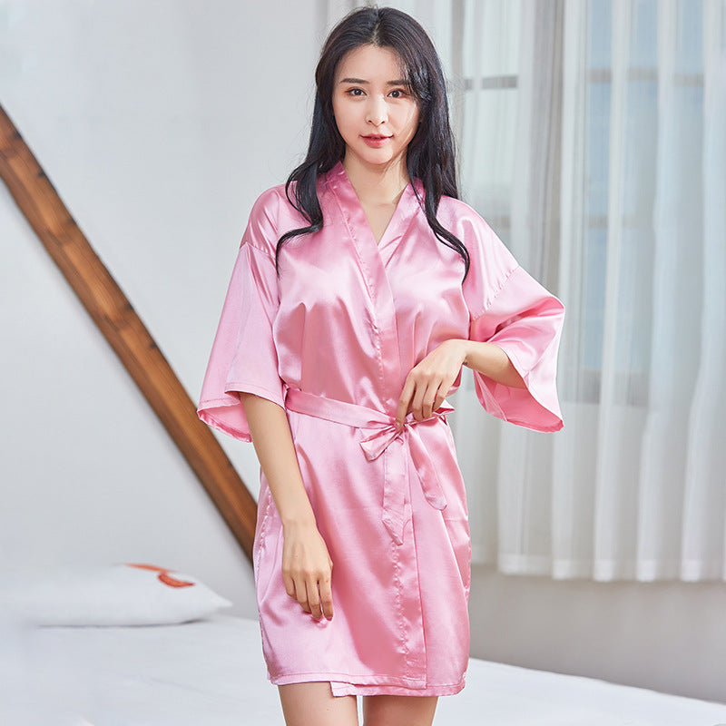 kimono satin femme - Rose / S