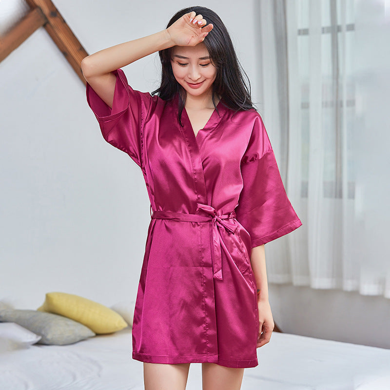 kimono satin femme - Violet / S