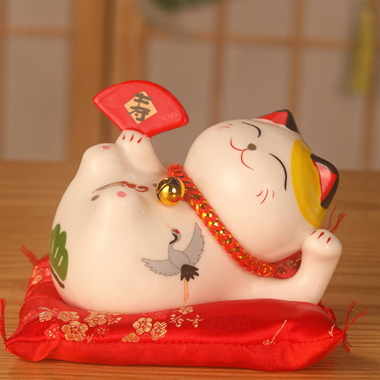 Maneki Neko Tirelire ’Porcelaine’ - Eventail / 11 x cm