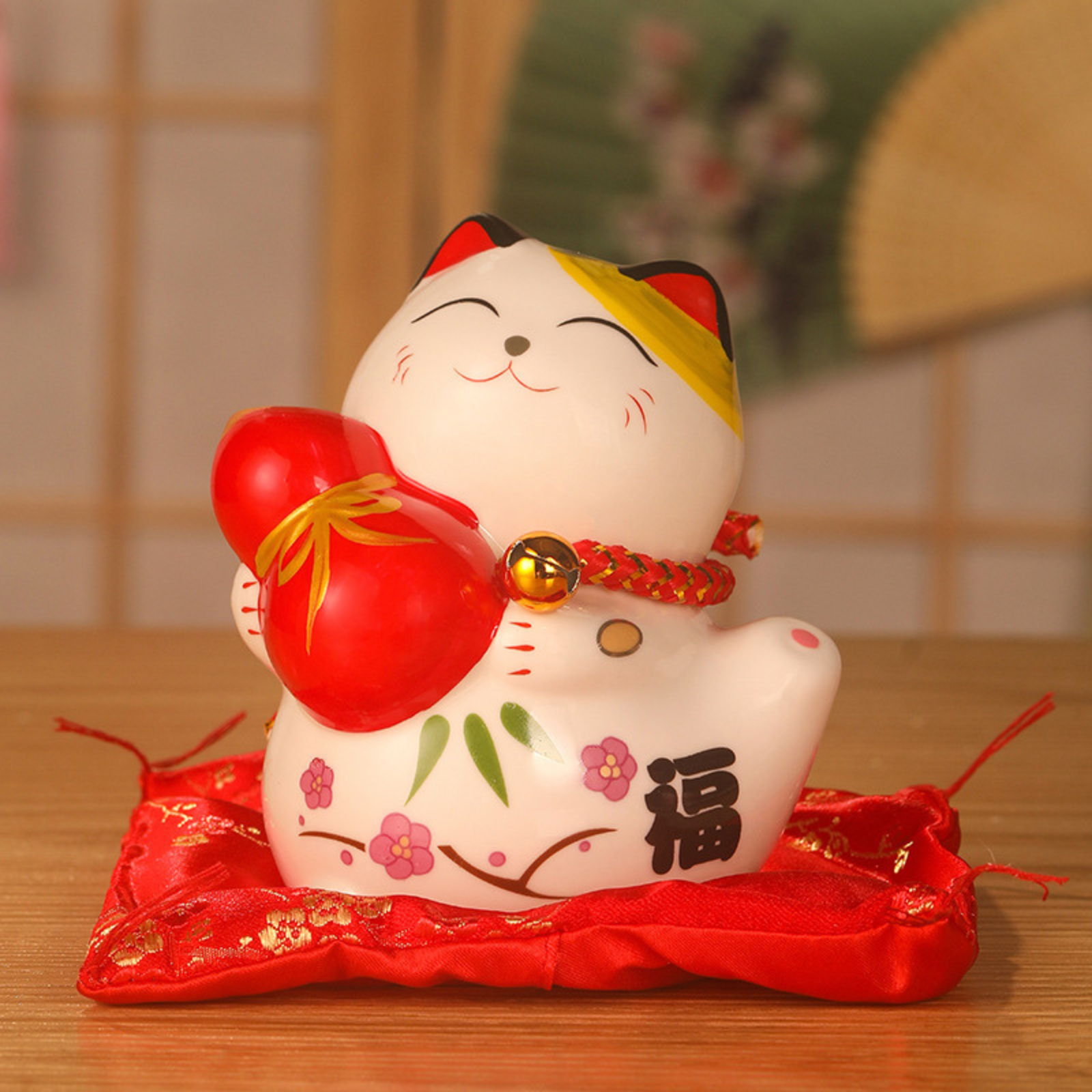 Maneki Neko Tirelire ’Porcelaine’ - Gourde / 11 x cm