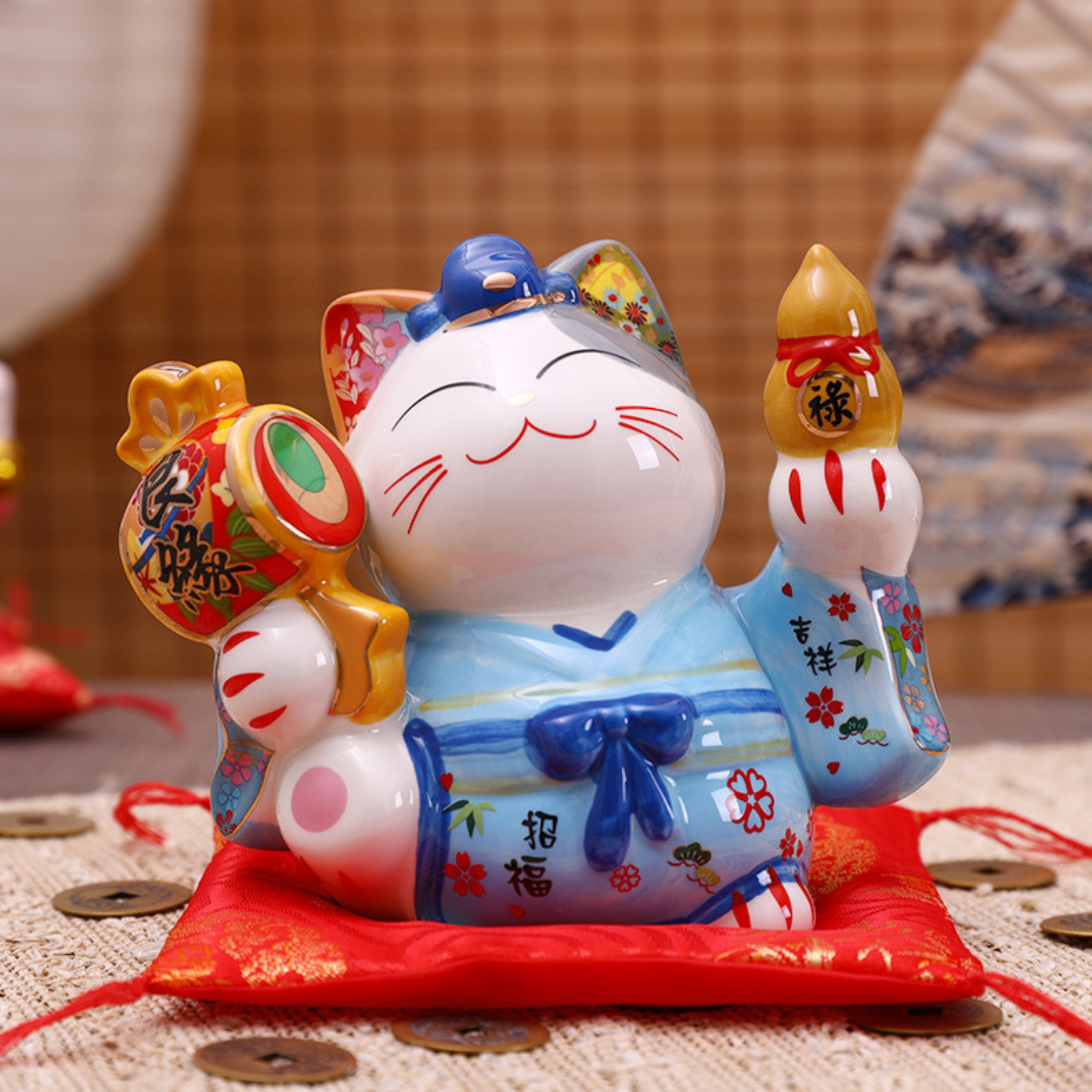 Maneki Neko Tirelire ’Pour Homme’ - 14 x 10 13 cm