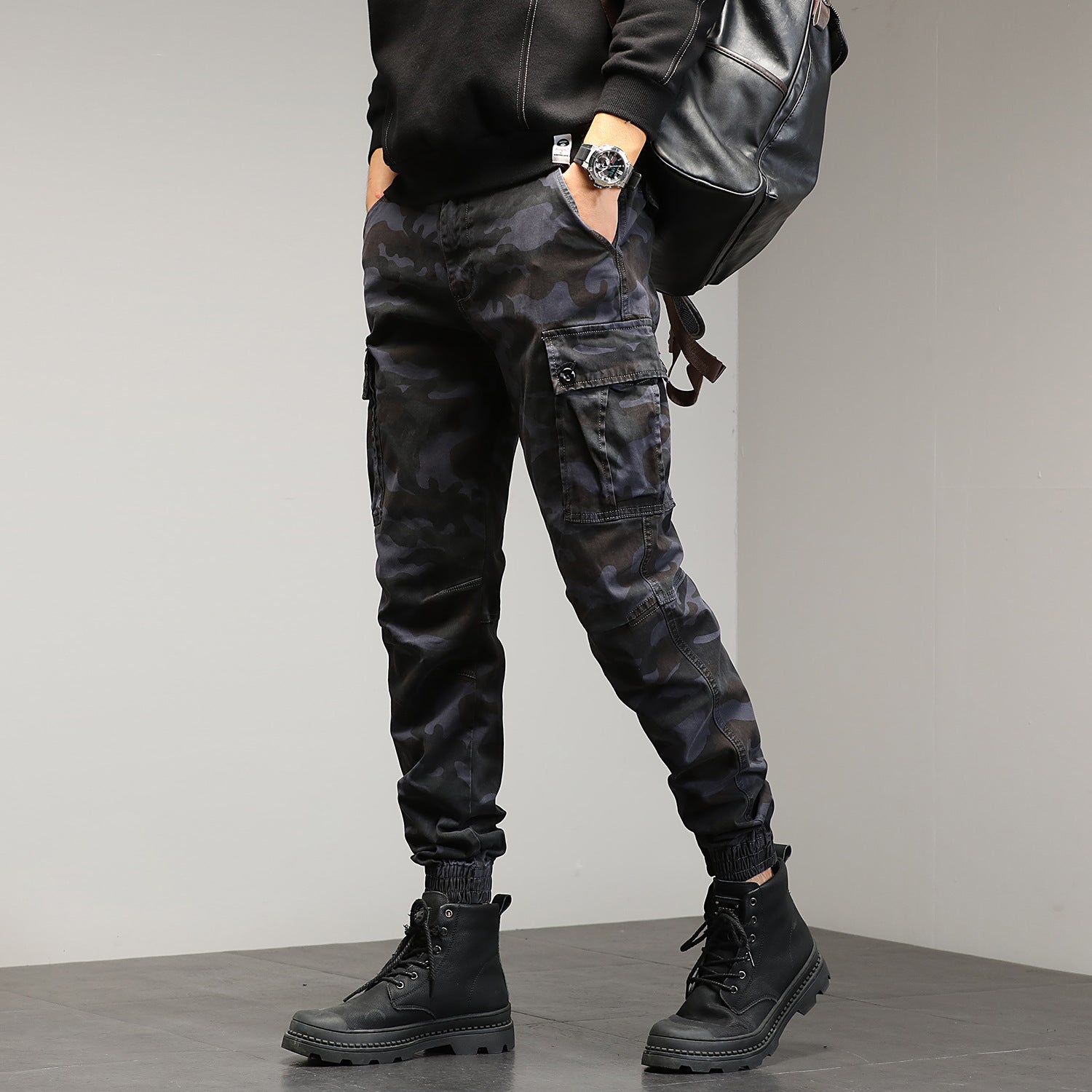 Pantalon Cargo Slim Militaire - Noir / S