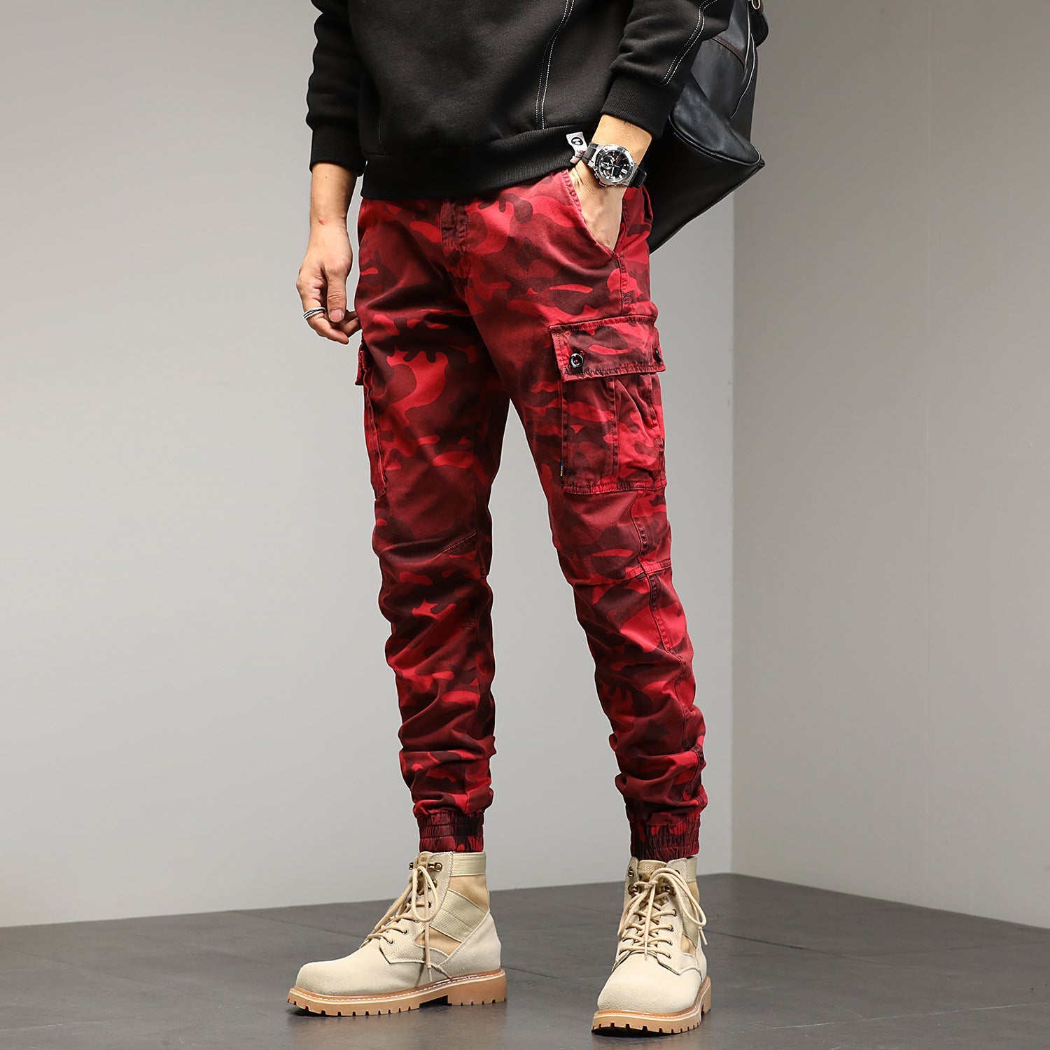 Pantalon Cargo Slim Militaire - Rouge / S