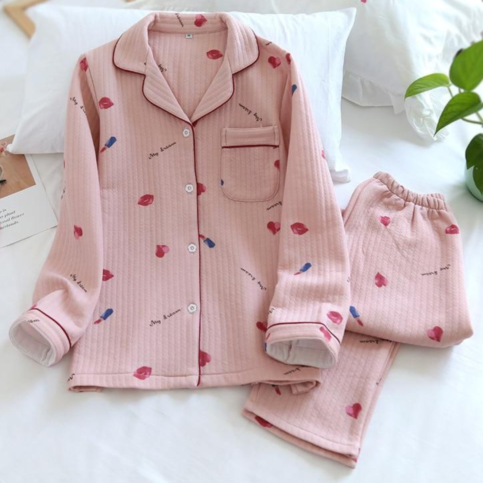 Pyjama Japonais en Coton Épais - Rose / M