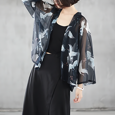 Kimono Noir Transparent Femme
