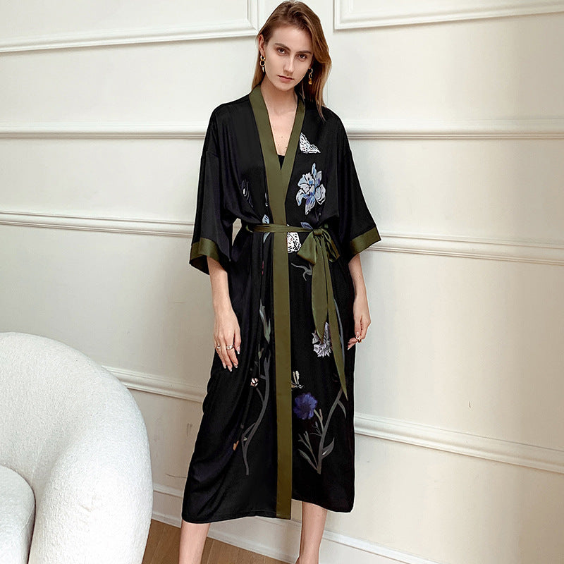 robe kimono satin - Noir / Taille unique