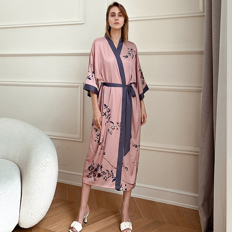 robe kimono satin - Rose / Taille unique