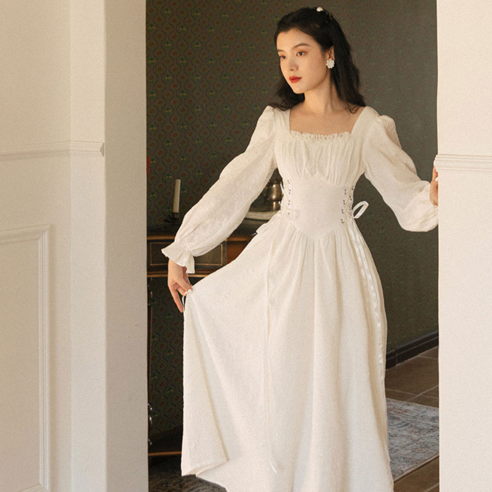 Robe Longue en Dentelle Style Bohème - Blanc / S