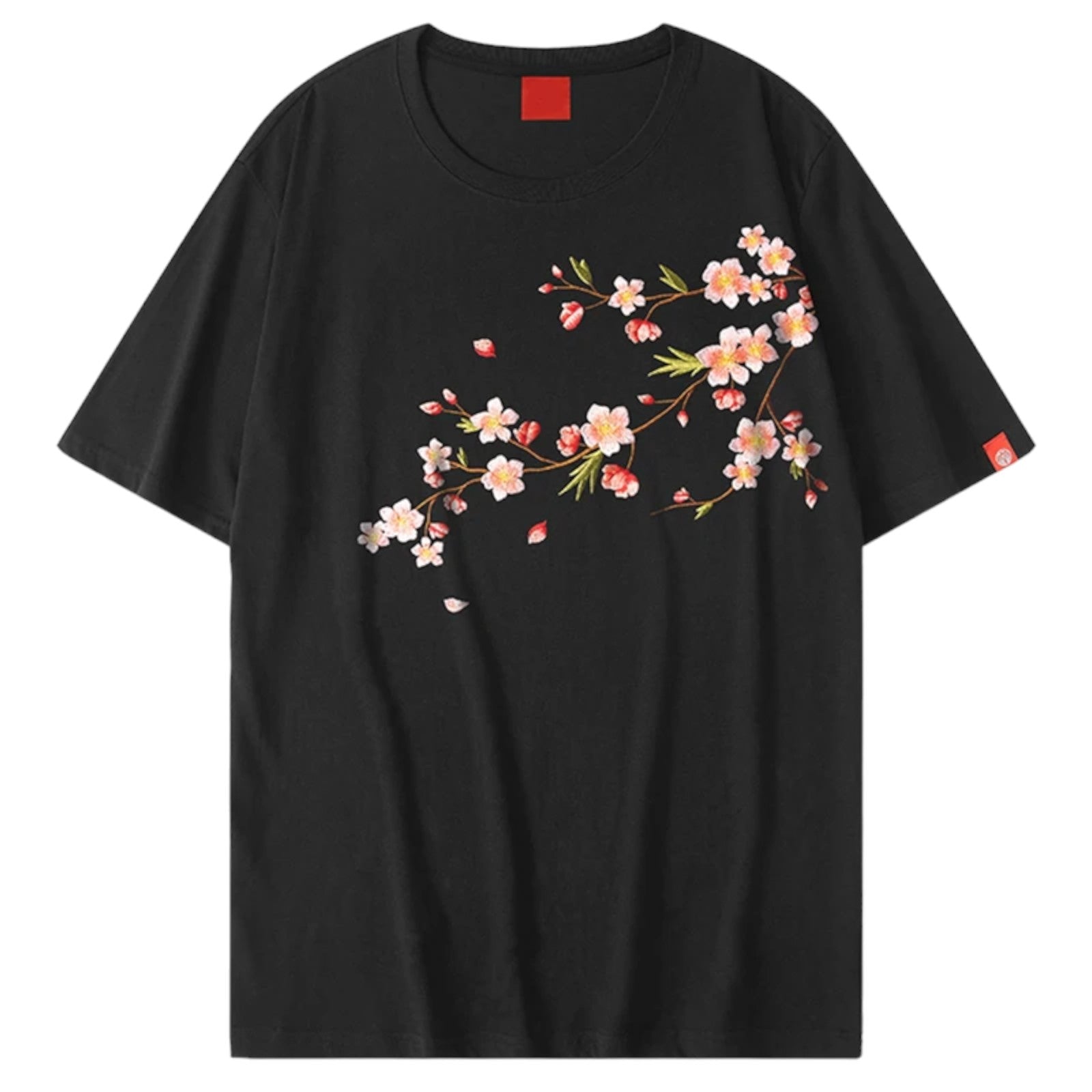 T-Shirt Brodé Fleur - Noir / M