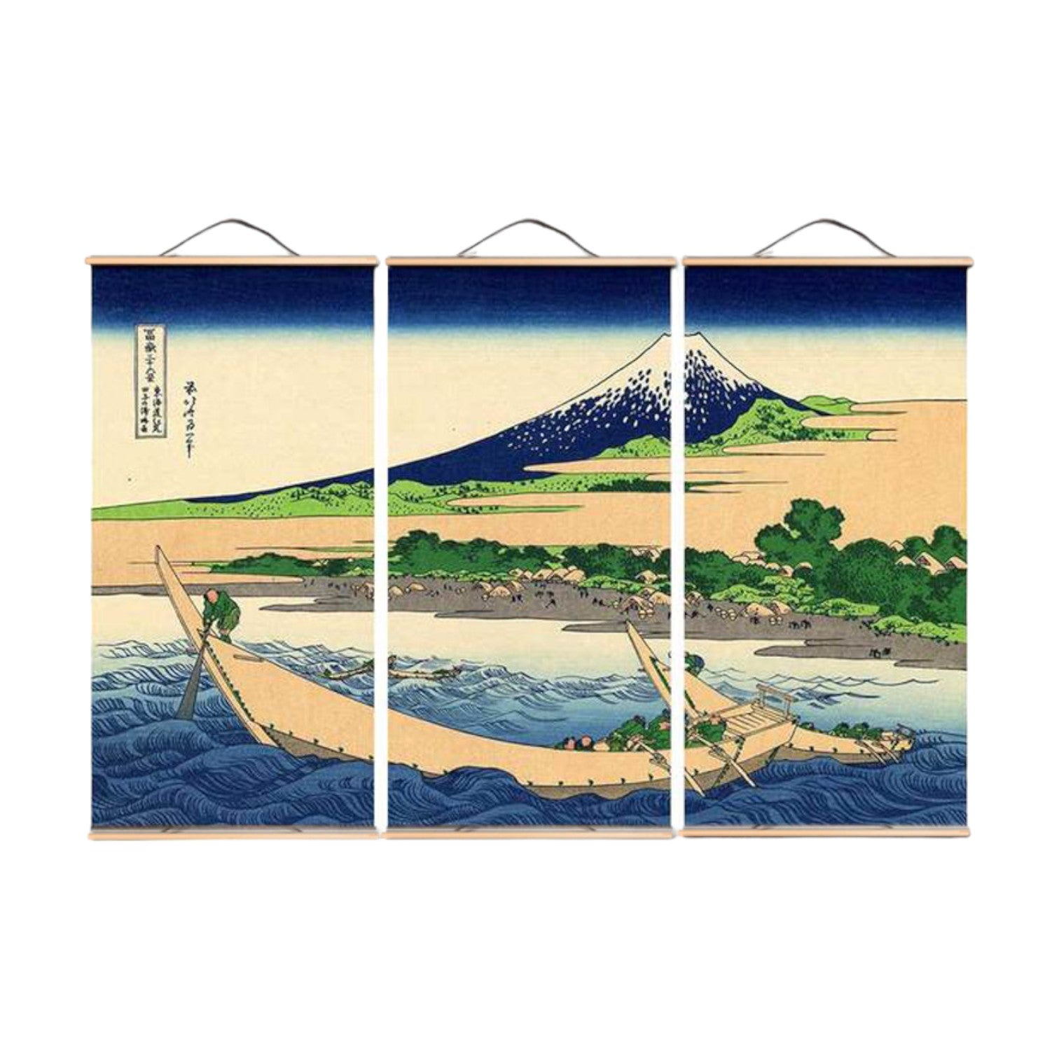 Tableau Triptyque Japonais ’Aka Machi’ - 20x30