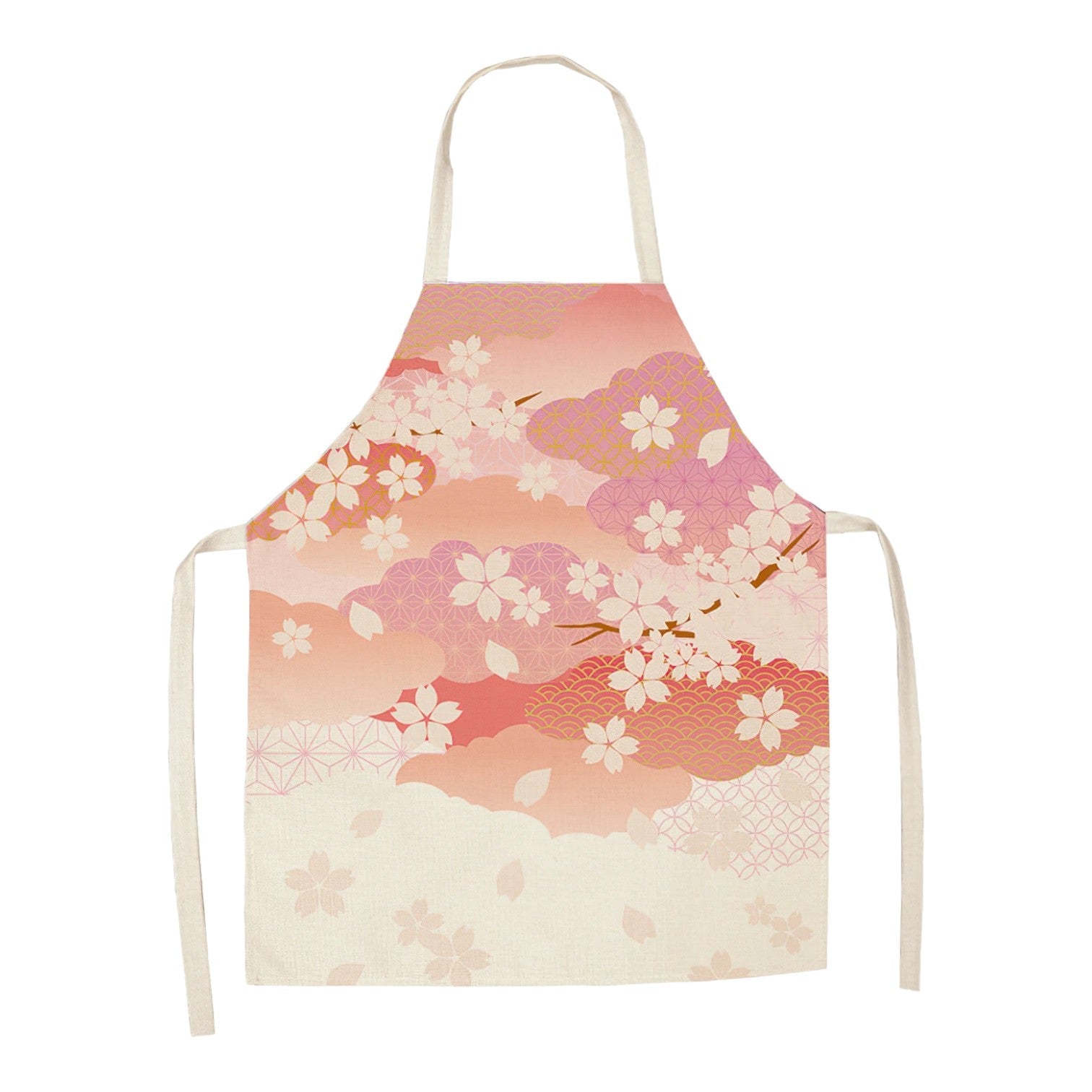 Tablier de cuisine japonais - Fleurs / S: 38 x 47 cm