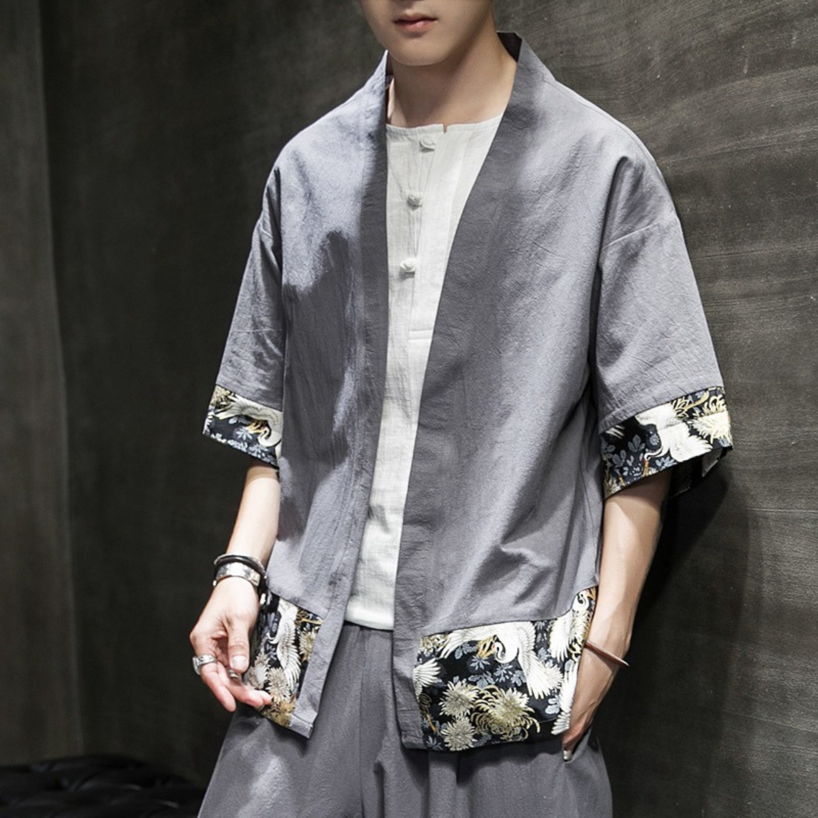 Veste Kimono Homme Moderne - Gris / S