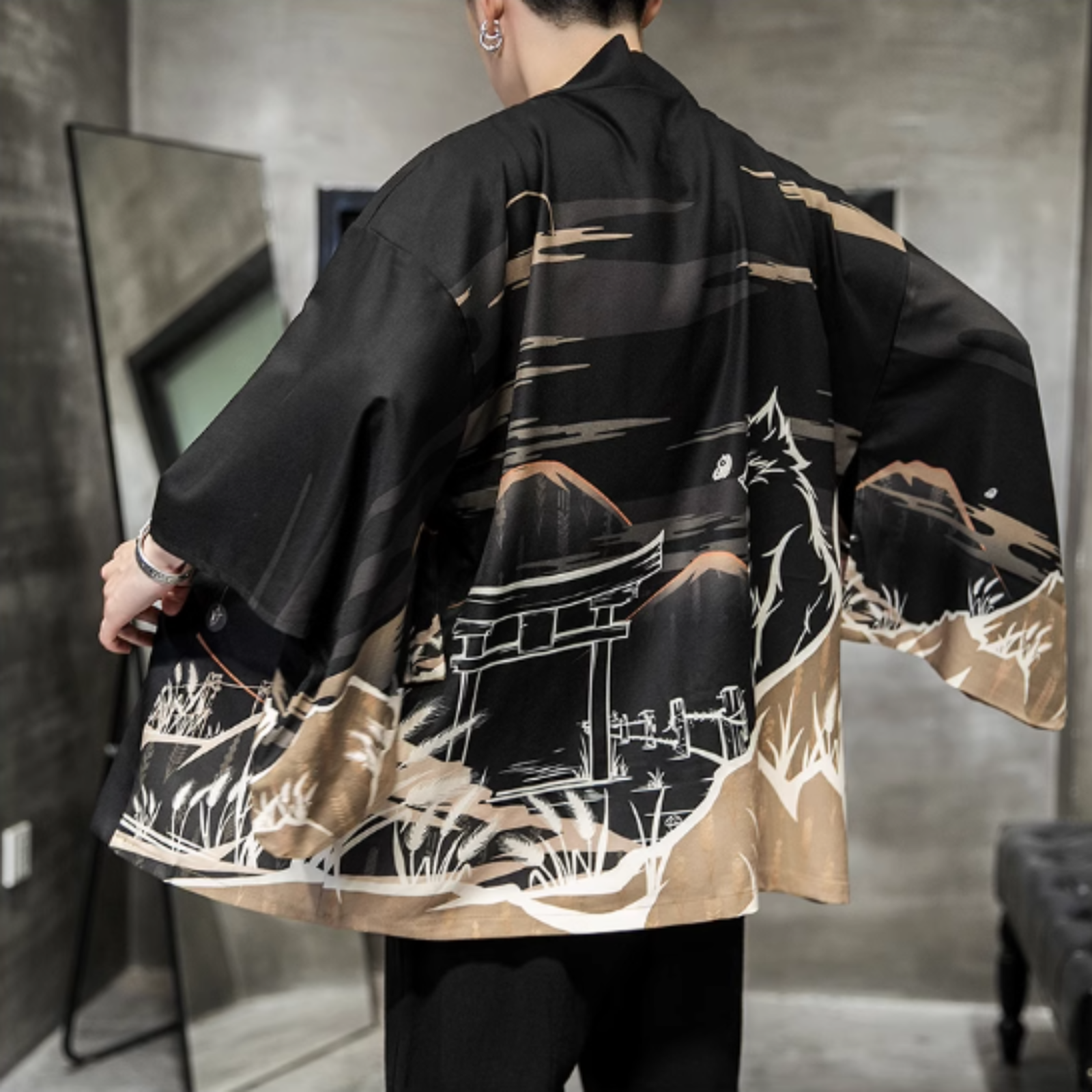 Veste Kimono Motif Torii ’Hikaru’ - M