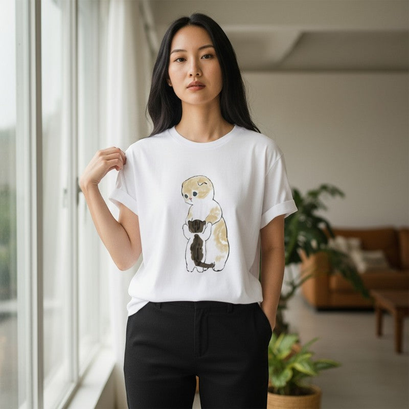 T-shirt chat japonais courir