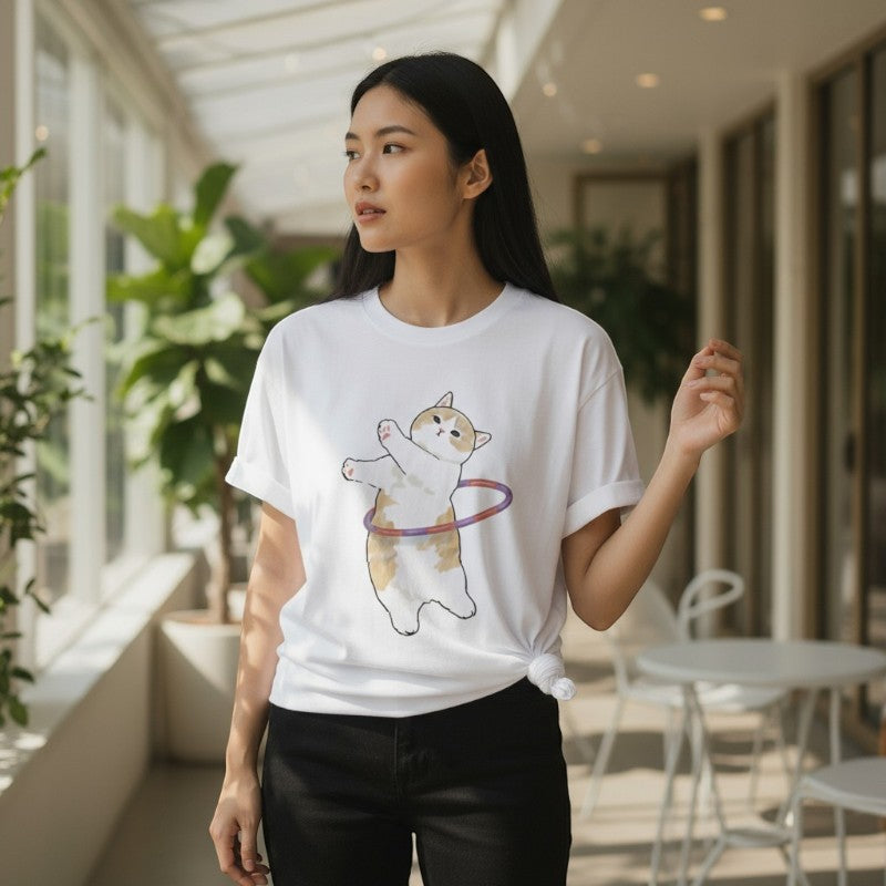 T-shirt chat japonais courir