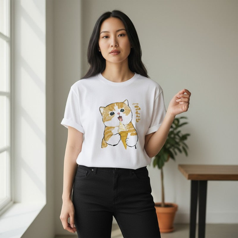 T-shirt chat japonais courir