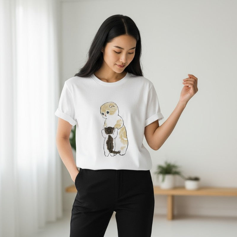 T-shirt chat japonais courir