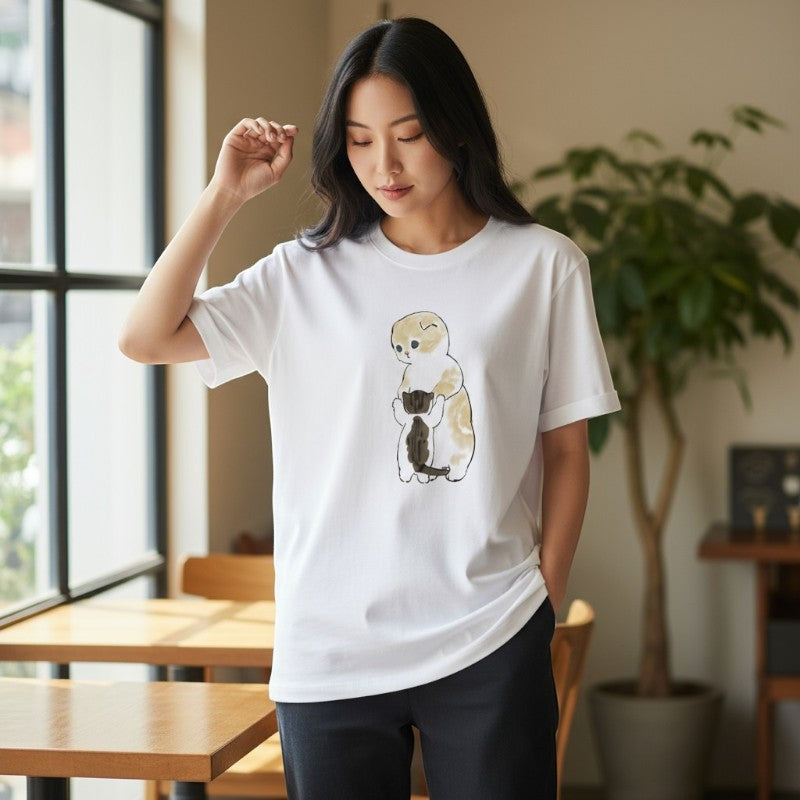 T-shirt chat japonais courir