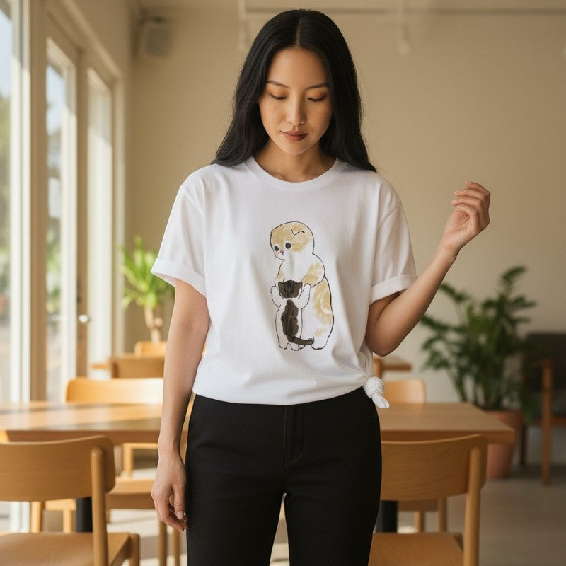 T-shirt chat japonais courir