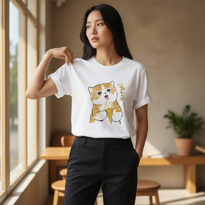 T-shirt chat japonais courir