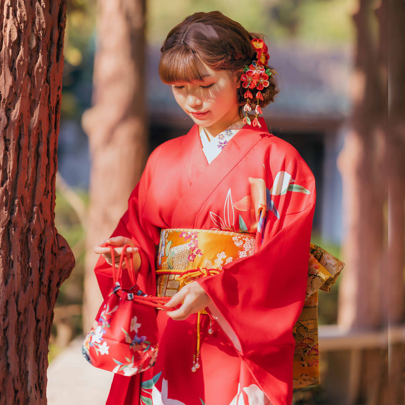 yukata femme pas cher - Yukata + ceinture obi avec pédicule / Taille unique